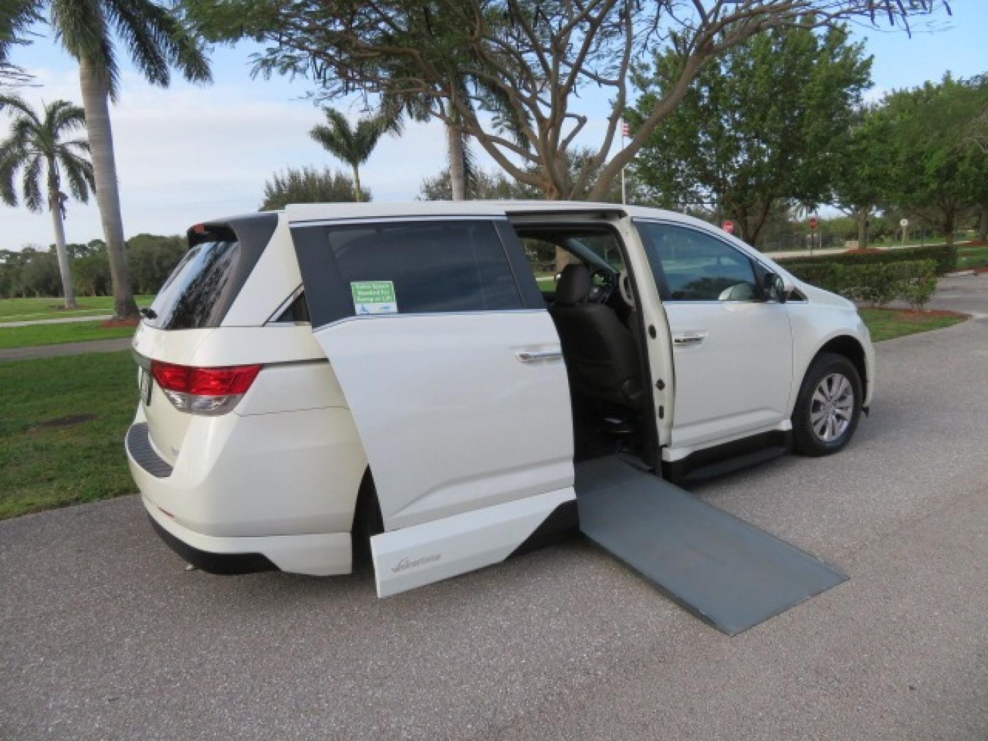 2016 White /Truffle Honda Odyssey (5FNRL5H63GB) , Automatic transmission, located at 4301 Oak Circle #19, Boca Raton, FL, 33431, (954) 561-2499, 26.388861, -80.084038 - You are looking at Gorgeous Pearl White Diamond 2016 Honda Odyssey EX-L VMI Northstar Handicap Wheelchair Conversion Van with 79K Original Miles, In-Floor Power Side Entry Ramp with Kneeling Van Function, Passenger Side 6 Way Transfer Seat, Quick Release Driver's Seat, Hand Controls, Tie Down System - Photo#51